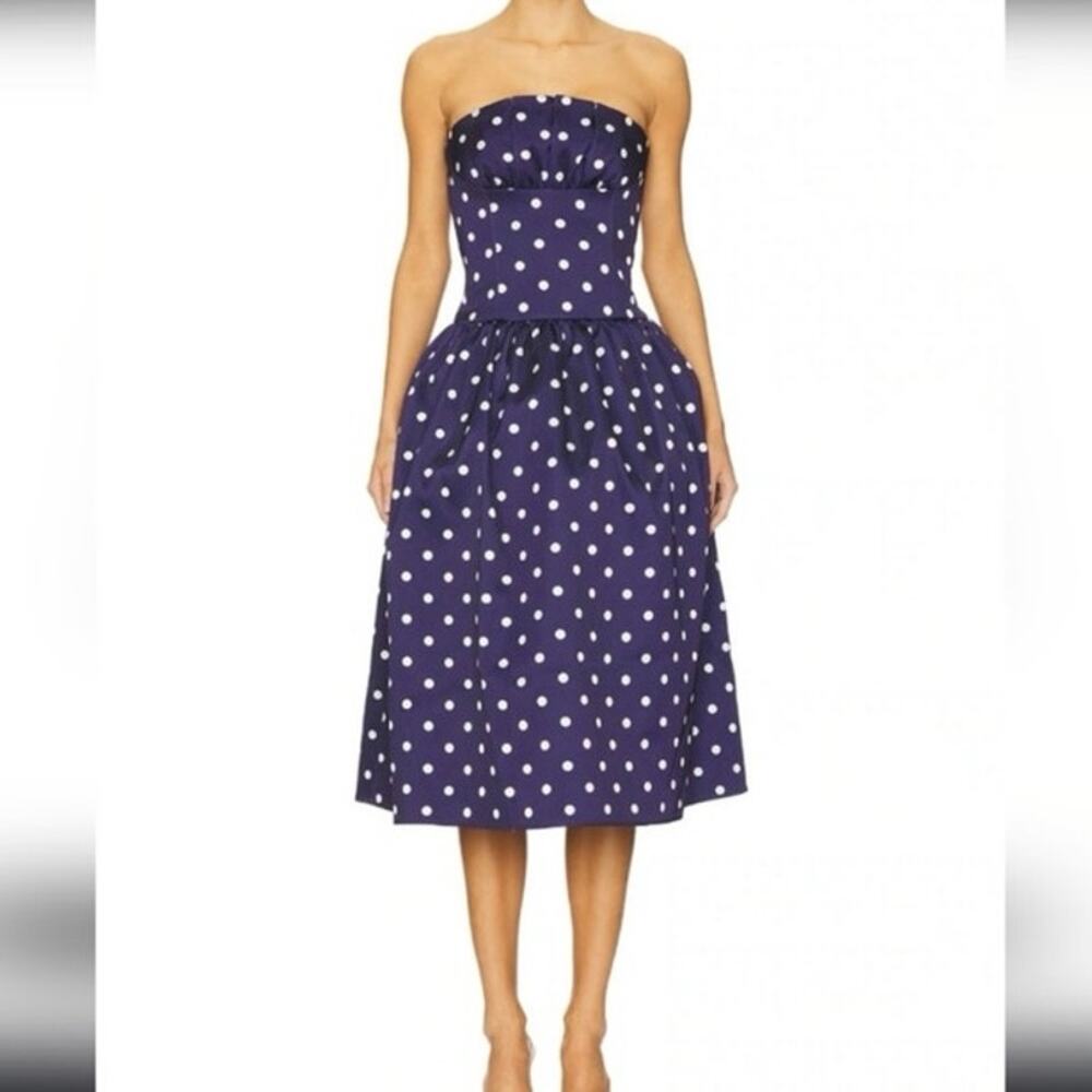 Self-Portrait blue Polka Dot Midi Dress Size 2